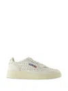 Autry White Medalist Perforated Leather Sneakers In Multi