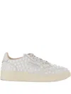 Autry Medalist Perforated Studded Leather Sneakers In Neutral