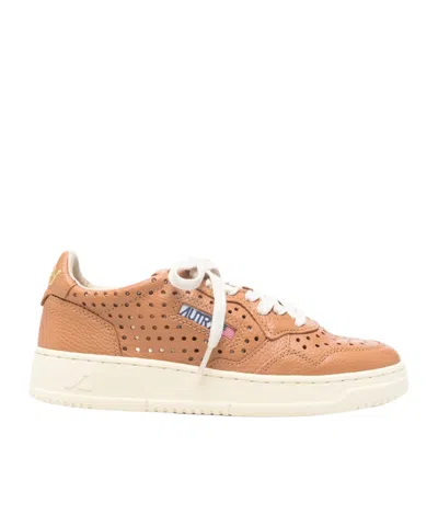 Autry Medalist Perforated-design Sneakers In Brown