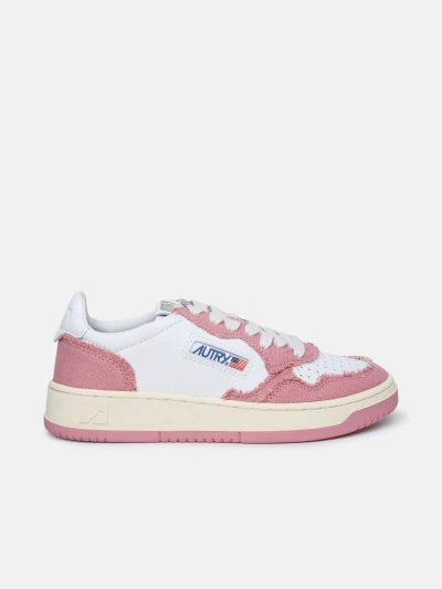 Autry 'medalist' Pink Leather And Canvas Sneakers