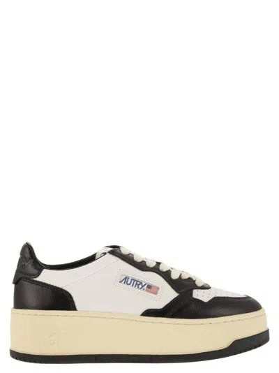 Autry Medalist Platform - Leather Trainers In Black