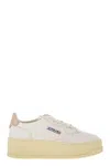 Autry White Low Top Sneakers With Oversized Platform In Multicolor