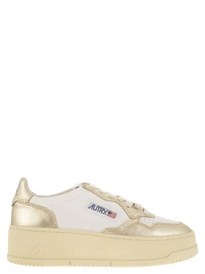 Autry Medalist Platform - Leather Trainers In White