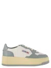 Autry Medalist Platform - Leather Trainers In White/light Blue