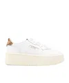 Autry Medalist Platform Sneakers In White And Leopard Leather In White