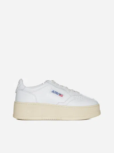 Autry Medalist Platform Leather Sneakers In Bianco