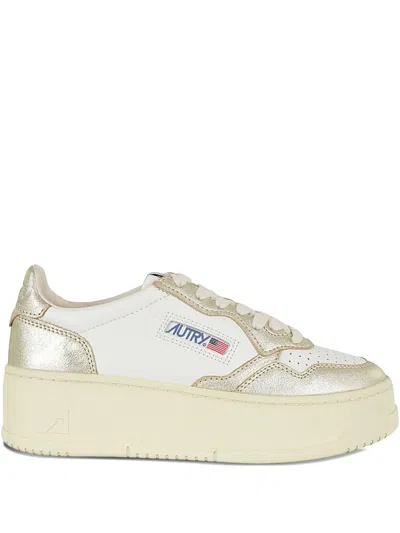 Autry Medalist Platform Leather Sneakers In Neutral