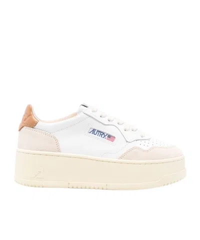 Autry Medalist Platform Leather Sneakers In White