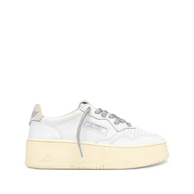 Autry Medalist Platform Leather Sneakers In White