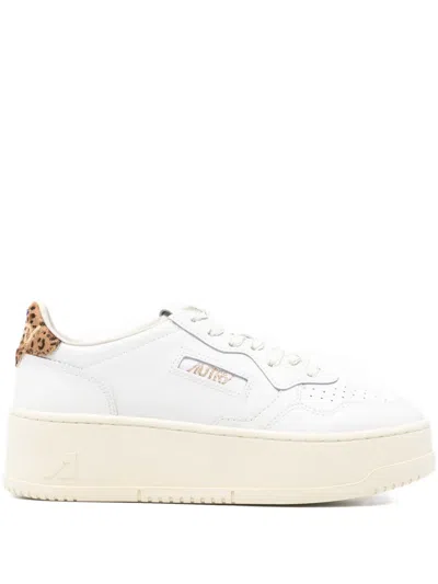 Autry Medalist Platform Leopard-panel Sneakers In White