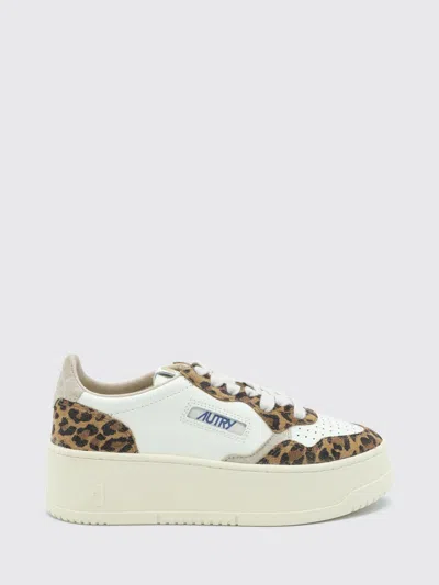 Autry Medalist Platform Low Animal-print Pony Hair And Leather Platform Trainers In Multi