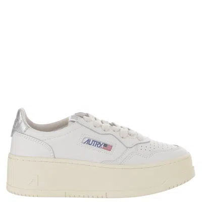 Autry Medalist Platform Low Leather Sneakers With Contrast Heel Tab In Multi