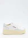Autry White And Silver Low Top Platform Sneakers With Logo In Multi