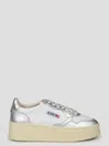Autry White And Silver Low Top Platform Sneakers With Logo