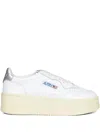 Autry White Leather Medalist Platform Sneakers In White