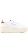 Autry Medalist Platform Sneakers In White And Leopard Leather In White