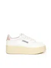 Autry Medalist Platform Sneakers In Leather Color White And Powder Pink