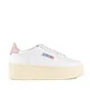 Autry White Low Top Sneakers With Oversized Platform In White, Pink