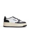 Autry Medalist Platform Sneakers In Untreated White Leather With Chunky Sole In Black