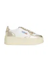 Autry Women's Medalist Low Platform Sneakers In Wht/platinum In Nude