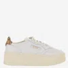 Autry Medalist Platform Sneakers In White And Leopard Leather In White