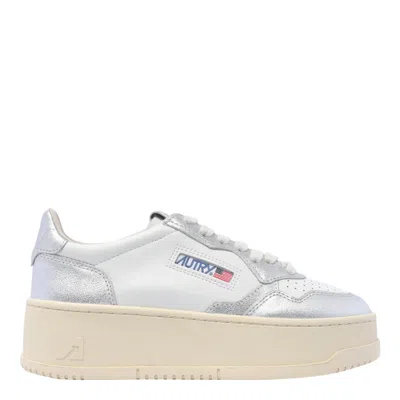 Autry Medalist Platform Sneakers In Wht/silver