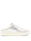 Autry Medalist Metallic Shearling Mule Sneakers In Silver