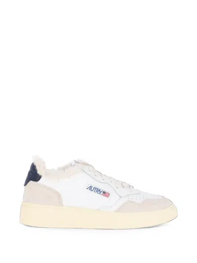 Autry Medalist Shearling-lined Sneakers In White
