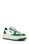 Autry Medalist Platform Sneakers In White/green
