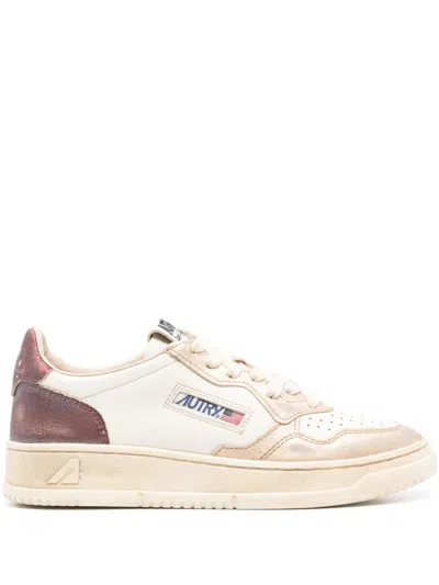 Autry Medalist Sneakers In White, Purple, Pink