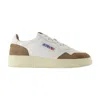 Autry Medalist Low White Leather And Suede Tobacco Sneakers In Brown