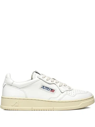 Autry Leather Sneakers With Micro-perforations And Cushioned Collar In Multi
