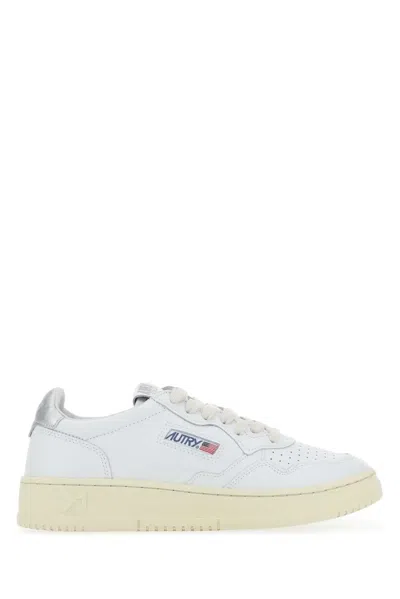 Autry Low-top Trainers With Perforated Detailing And Metallic Accents In White