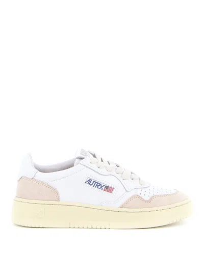 Autry Medalist Low Leather And Suede White And Powder Sneakers In Multi