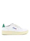 Autry Medalist Low Sneakers In White And Green Leather In Blanco