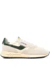 Autry Medalist Sneakers In Beige And Dark Green With Suede Inserts In Neutral