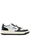Autry 'medalist' White And Black Low Top Sneakers With Logo Patch