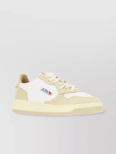 Autry Medalist Sneakers In Leather And Fabric In Neutral