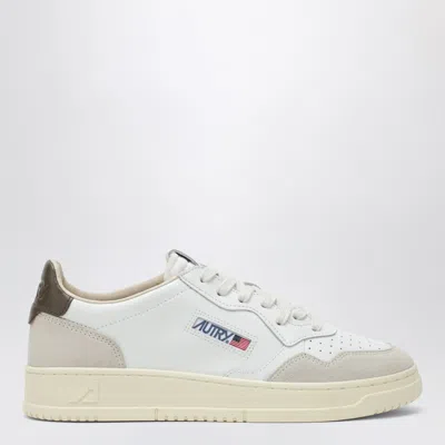 Autry Medalist Sneakers In White And Khaki Leather And Suede Men