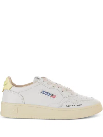 Autry Medalist Sneakers In White And Yellow Leather