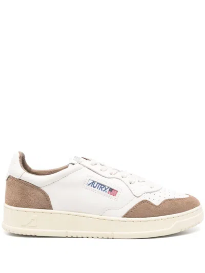 Autry 'medalist' Sneakers In White Leather And Brown Suede  In Multi