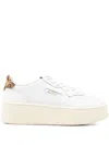 Autry Medalist Platform Sneakers In White And Leopard Leather In White