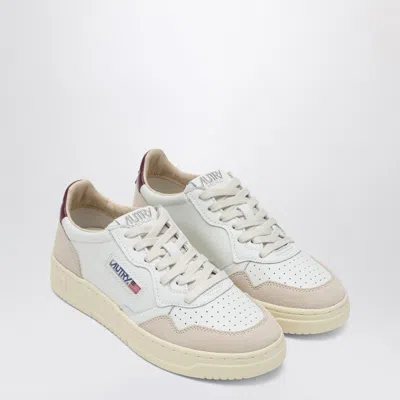 Autry Medalist Sneakers In White/burgundy Leather And Suede