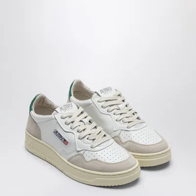 Autry Medalist Sneakers In White/green And Suede
