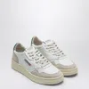 Autry Medalist Sneakers In White/green Leather And Suede In White