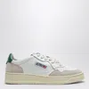 Autry Medalist Sneakers In White/green Leather And Suede In White