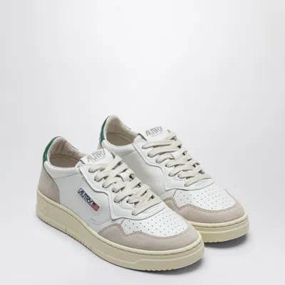 AUTRY AUTRY MEDALIST SNEAKERS IN WHITE/GREEN LEATHER AND SUEDE