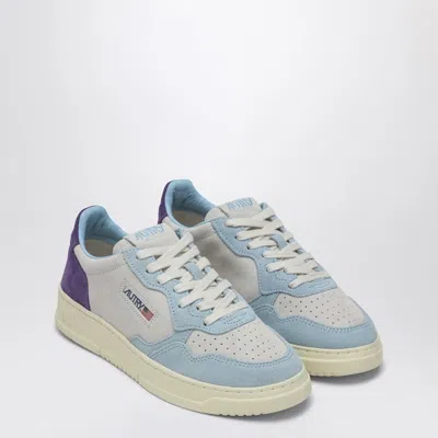 Autry Medalist Sneakers In White/light Blue/mauve Suede