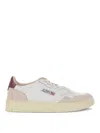 Autry Medalist Low Sneakers In White And Burgundy Suede And Leather In Multi