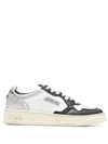 Autry Black And White 'medalist' Low Top Sneakers Distressed Effect In Cow Leather In Multicolour